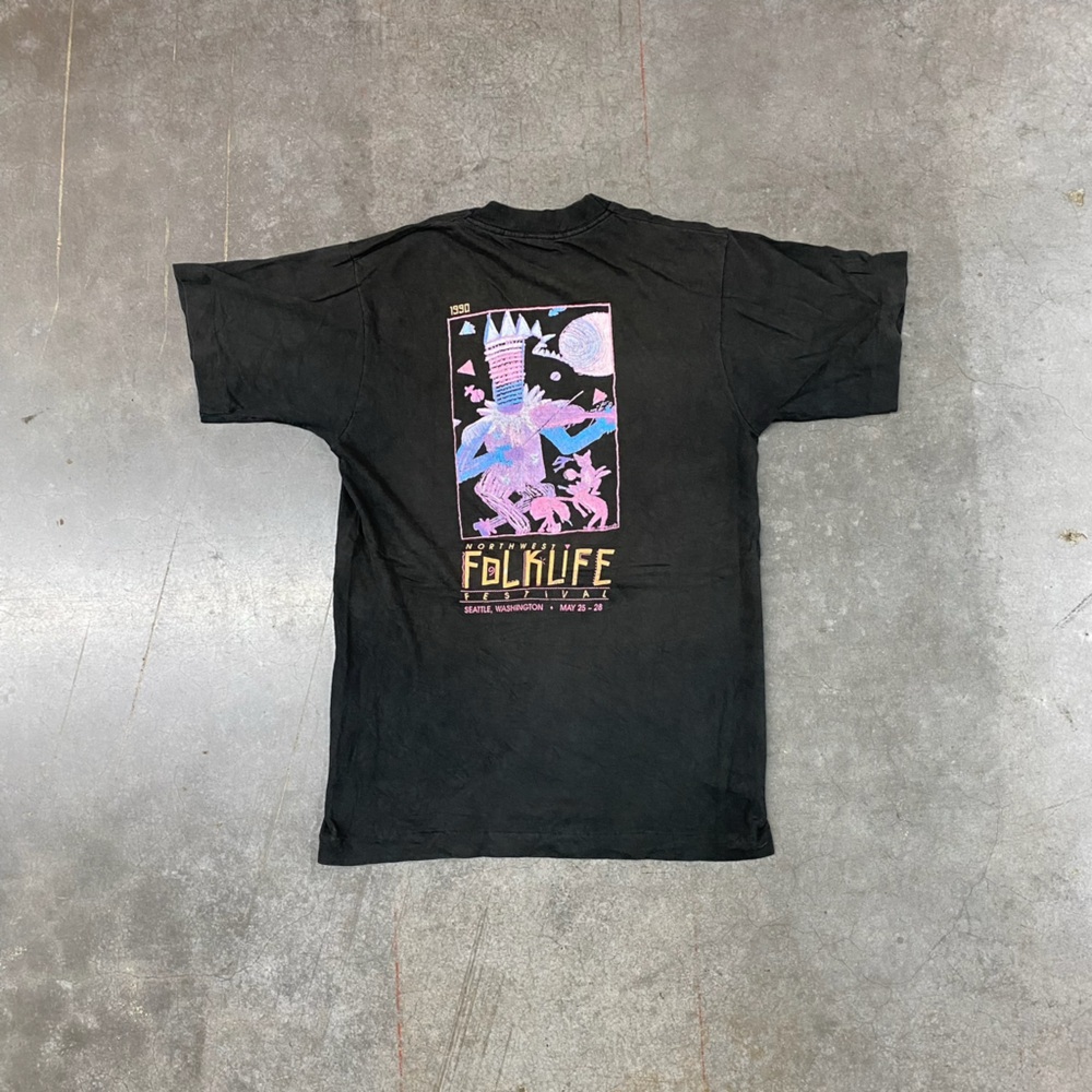 Northwest FolkLife Festival‎ Staff Graphic T-Shirt Black Vintage Seattle Men S/M